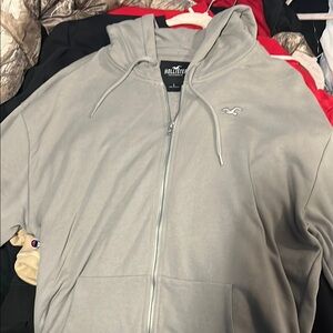 Hollister Light Gray Hoodie with Logo